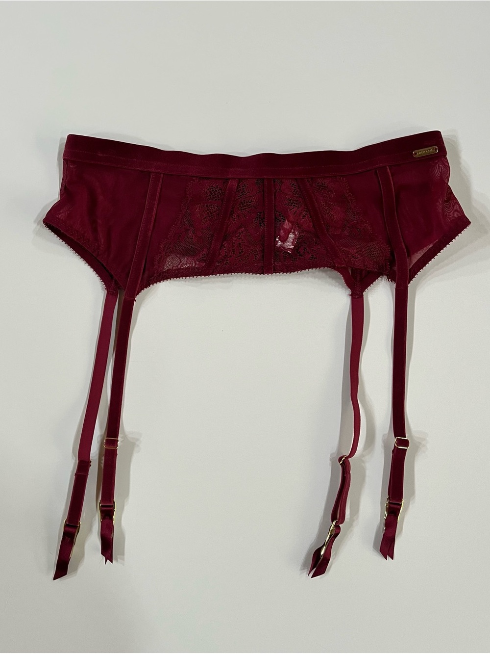 NWOT Adore Me Burgundy Lace Garter Belt, size Medium